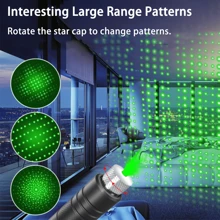 High Power Laser Pointer Pen, Laser Pointer Flashlight With Red/Green Beam, Aluminum Alloy Body, USB Rechargeable, Multiple Starry Sky Patterns, Suitable For Targeting, Projection, Cat Toys, Camping, Hiking, Astronomy And More Scenarios