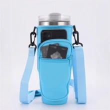 40盎司保温杯套、带手柄的水壶袋、不粘氯丁橡胶瓶套、运动登山杯套、返校用品 - 多色 - 查看 4