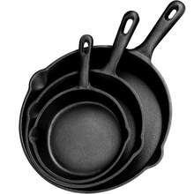 Juego de 3 Sarten Hierro Fundido, Sarten Hierro Fundido, sartén multifuncional, juego de sartenes – Sartén resistente para uso doméstico y al aire libre(3-Piece Chef Set 6-8-10-Inch) - Negro - Ver 1