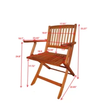 Foldable Patio Dining Set, 4 Folding Chairs & 1 Dining Table, Indoor And Outdoor Universal,Teak - 1 - View 9