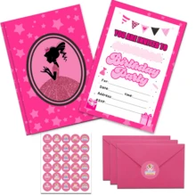 30 Pack Birthday Party Invitations With Envelopes And Sticker, Cute Birthday Party Invitations Cards, Party Decorations Supplies For Birthday Party - Hot Pink - View 1