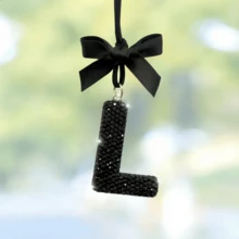 Shiny Letter Hanging Decor With Bow Accent, Fashionable English Letter Charm Decor For Car Rearview Mirror, Your Personalized Accessory - Multicolor - View 28