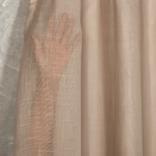 Linen Gauze Voile Curtain CHOOSE SIZE With Microfiber Lining For Rod - Beige - View 4