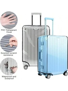 Housse de bagage transparente, boucle et boucle large, épaisse, résistante à l'usure et imperméable. Housse de protection pour bagages en PVC transparent. Housse de protection en plastique imperméable pour bagages et sacs. Accessoire de voyage, convient pour 18 à 30 pouces. Housse de protection pour valise en PVC transparent, accessoire de voyage essentiel pour les vacances, les voyages, les vacances d'été, la rentrée scolaire, les sacs d'école, les accessoires scolaires. - Transparent - Voir 3