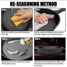 Juego de 3 Sarten Hierro Fundido, Sarten Hierro Fundido, sartén multifuncional, juego de sartenes – Sartén resistente para uso doméstico y al aire libre(3-Piece Chef Set 6-8-10-Inch) - Negro - Ver 4