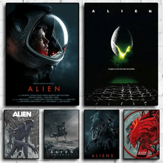 1 pieza /Set de 3 Pósters artísticos de pared opcionales con marco, póster de película de ciencia ficción vintage clásica sobre alienígenas, pintura de lienzo estilo retro con impresión de astronautas y espacio, ideal como decoración de pared para el hogar