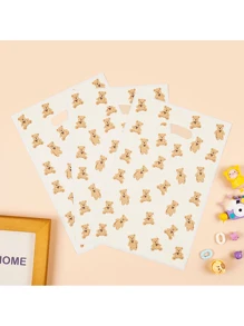 30 件卡通可爱泰迪熊礼品袋，塑料礼品手提袋，简约风格泰迪熊主题设计，适用于婚礼、生日派对用品、结婚礼物、礼品分发袋和廉价物品 - Yellow Bear - 查看 5