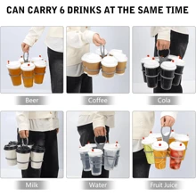 1/2/3pcs Plastic Multi-Cup Carrier Caddy For Coffee Beer Beverages, Portable 6-Slot Rotating Folding Beverage Holder Group Gatherings, Adjustable Travel Drink Carrier Organizer, Portable For Outdoor Parties Use And Holiday Travel