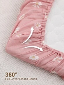 1件花卉印花春夏嬰兒嬰兒床貼合床單，柔軟舒適搖籃床單 - 彩色 - 查看 4