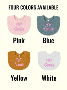 LICVIC Custom Baby Bibs With Personalized Monogram And Embroidered Name, Customizable Ruffle Bow Baby Girl Bibs, Newborn Infant Bib Gift - Multicolor - View 4