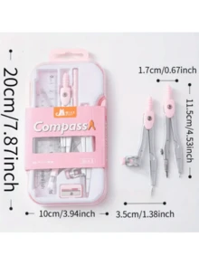 9pcs Student Drawing Tools Set, For Design Sketching, Office, Exam, PP Material, Math & Geometric Art Supplies, Including Compass, Ruler, Set Square, Protractor, Pencil Sharpener, Ideal Gift For School, Students, Back To School - Multicolor - View 12