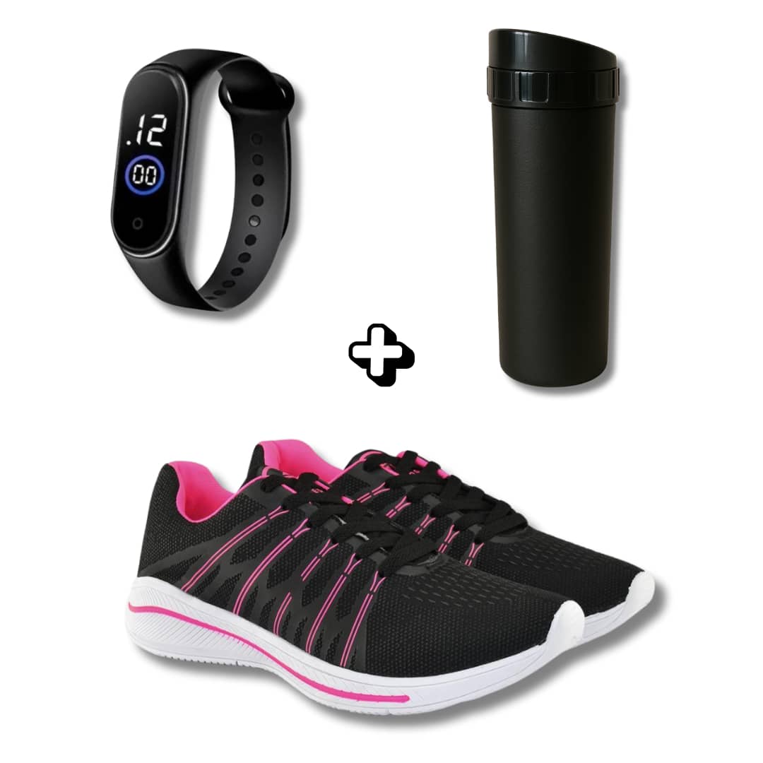 Lightweight And Flexible Sports Shoes – Ideal For Intense Rhythm + Smart Digital Watch + Cocktail Shaker