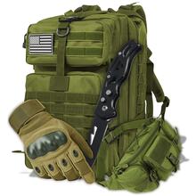 Military Kit Backpack Knife Pocket Knife Waist Bag Waterproof Tactical Glove Hunting Camping Protection - 米色 - 查看 3