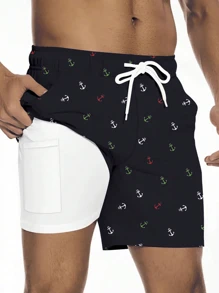 Pantalones cortos casuales de vacaciones para hombres, corte slim
