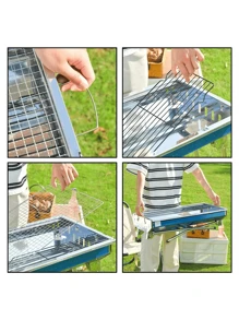 Großer Edelstahl Outdoor Barbecue Grill, tragbarer Klapp-Barbecue Ofen für Partys, Camping, Heimgebrauch