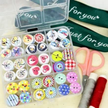 50/100Pcs DIY Handmade Set Buttons, Clothing Accessories Buttons, Sweater Cardigan Clothes Buttons, Round Buttons, Cartoon Mixed Color Small Buttons, Pattern And Color Randomly Sent - Multicolor - View 4