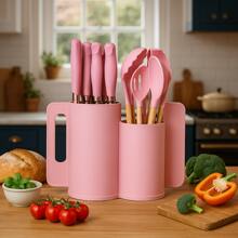 19pcs Silicone Kitchen Utensil Set With Wooden Handles, Heat-Resistant Non-Stick Cooking Tools, Includes Elegant Knives And Storage Organizer- Easy Cooking & Cleaning For Home And Kitchen Light Green