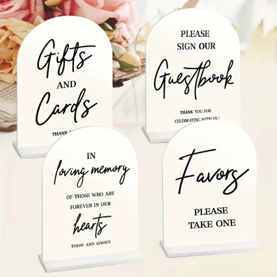 5x7 Inch Acrylic Wedding Ceremony & Reception Signs, Wedding Guest Book Sign, Card & Gift Table Sign, Take One Sign, In Loving Memory Sign, Wedding Reception Decor