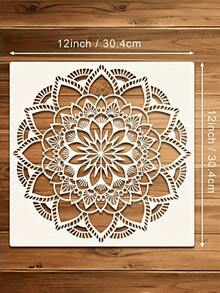 12-Inch Reusable Plastic Mandala Floral Design Template, For DIY Home Decor, Walls, Tiles, Furniture, Canvas, Flooring - Mandala - View 8