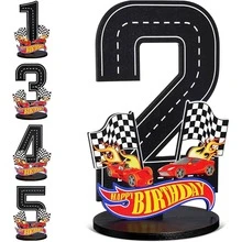 Racecar Numbers 1-9 Center Piece Decorations, Racecar Themed 9th Birthday Party Supplies, Wooden 9 Year Old Birthday Table Decor, Photo Props For 3 Years Old Boy - Black - View 8