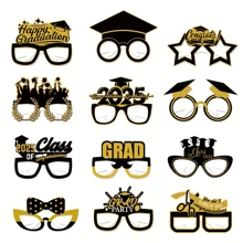 12 pezzi di decorazioni per occhiali da laurea, cornici per foto di laurea 2025, occhiali a forma di berretto da laurea, regali per la festa di laurea, occhiali di carta eleganti, decorazioni per la festa di congratulazioni per la laurea