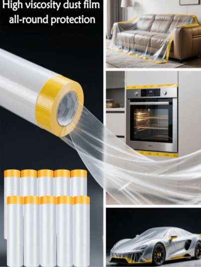 20 m/787,4 tum transparent PE-skyddsfilm, vattentät och luktfri - perfekt för att skydda möbler under resor och renovering. Kan användas som dammskydd för möbler, plastfilm för soffor och garderober, färgskydd och skyddsfilm, eller allmän skyddsfilm. Kan användas med washitejp.