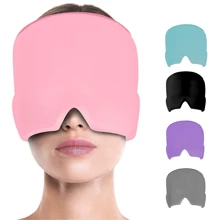 Gorro para aliviar la migraña, gorro con gorro refrigerante para dolores de cabeza, máscara con compresa fría de gel para la cara, producto de envoltura de cabeza refrescante para tensión, estrés y resaca