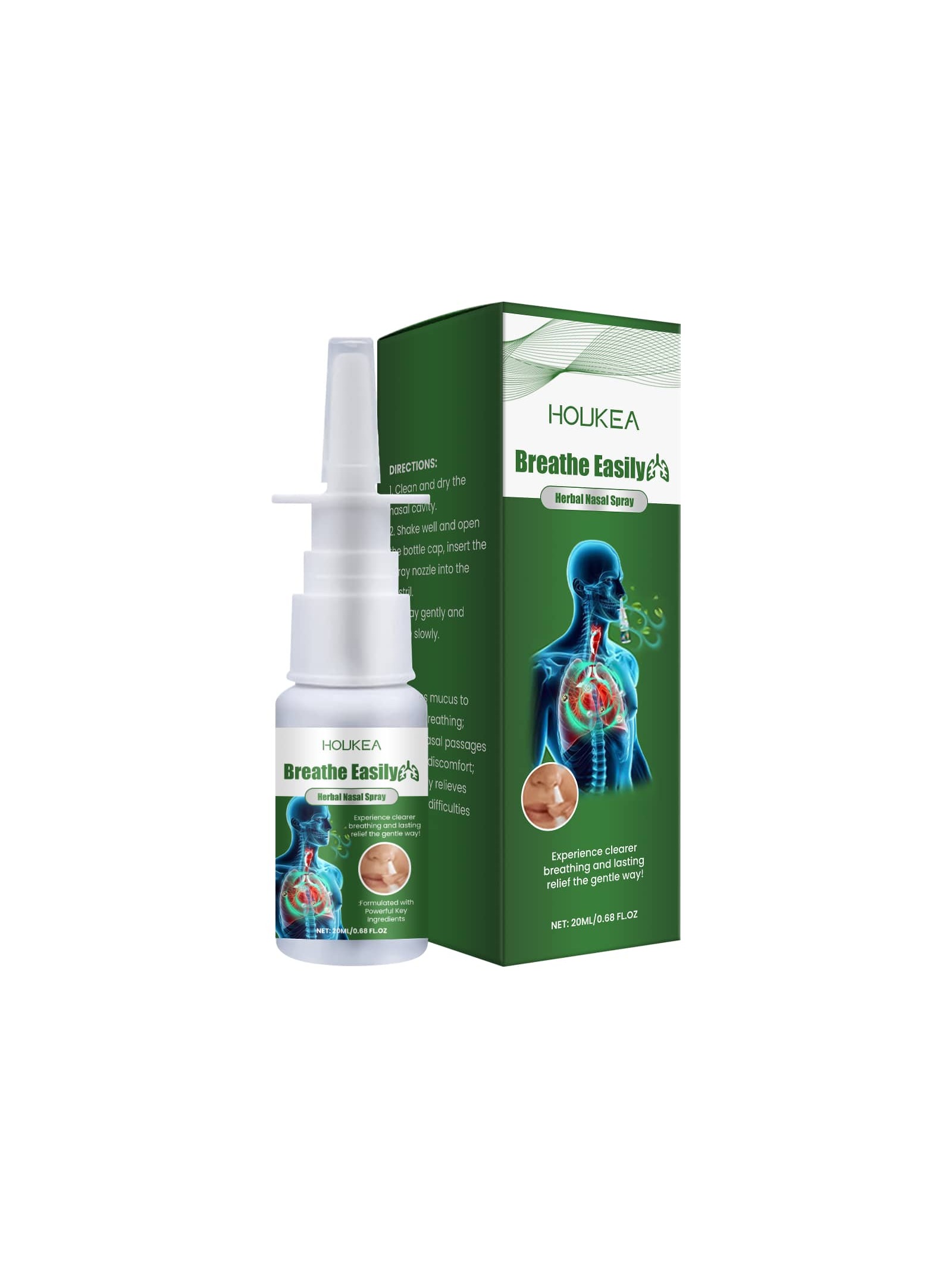Houkea Herbal Nasal Spray Relieves Nasal Irritation Gentle Ingredients Cleansing Herbal Nasal Spray