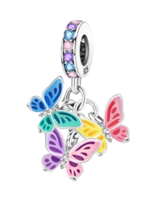 1Pc Fashionable Flower Tulip Clover Charm Bead Fit For Women Bracelets Bangles DIY Jewelry Making And Daily Outfit Matching Jewelry Decoration For Girls - Silver - View 17