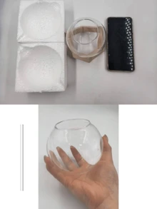 1 Set 450ml Round Moon Cocktail Glass With Wooden Base, Clear Spherical Wine Glass, Smoothie Bowl, Creative Juice Glasses, Drinking Glasses, For Bar, Pub, Club, Restaurant, Home Use, Summer Drinkware Accessories