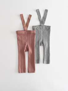 2 件纯色婴儿背带透气紧身裤，适合新生儿和幼儿 - 彩色 - 查看 15