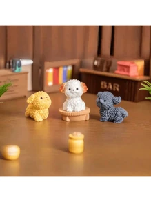 6pcs/10pcs Mini Bichon Puppy Figurines - Resin Micro Statues - Suitable For Creative Decor - Collectible Dolls - Garden & Home Furniture Ornaments