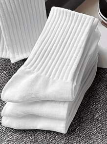 5 paia di calze da donna a metà polpaccio per l'autunno e l'inverno, bianche, anti-odore, assorbenti di sudore, calze sportive traspiranti