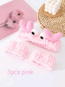 1pc/3pcs Cute Cartoon Crab Hair Band, Velvet Plush Hair Band With Big Eyes, Beauty Headband For Washing Face And Makeup. Back To School