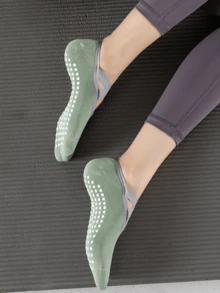 3/5 Paia di calzini da yoga multicolore, calzini sportivi antiscivolo con cinturini incrociati per pilates, balletto, danza e uso in palestra con suola in silicone, colore casuale - Multicolore - Visualizzare 6