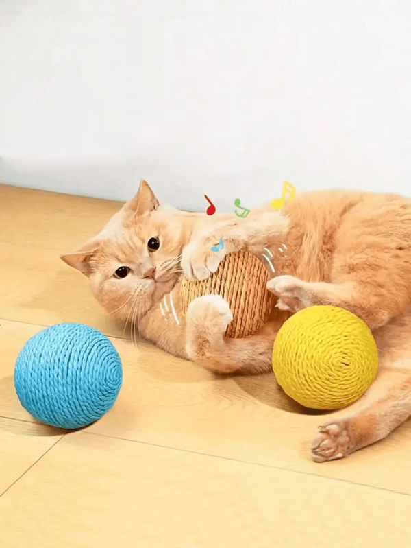 Cat Scratching Ball Toy, Interactive Sound-Making, Cardboard Material, Pet Companion Relief Play For Cats