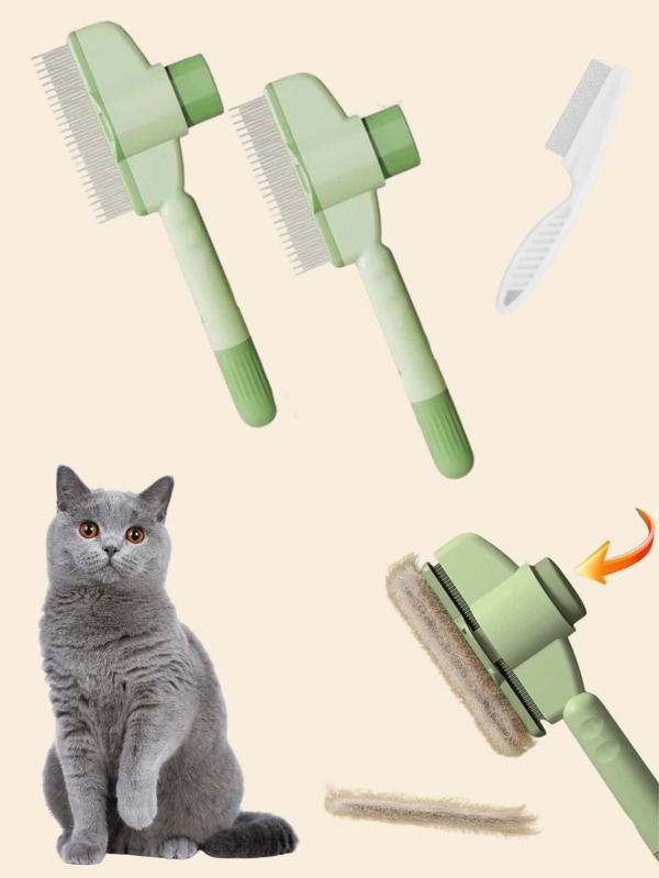 2pcs Extra Large Size Pet Flea Comb, Grooming Brush Suitable For Dogs, Cats, Rabbits And Other Long/Short Hair Pets, Detangling, Shedding & Skin Massage