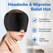 Gorro para aliviar la migraña, gorro con gorro refrigerante para dolores de cabeza, máscara con compresa fría de gel para la cara, producto de envoltura de cabeza refrescante para tensión, estrés y resaca