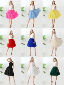 1 chiếc váy xếp ly vải tuyn dài vừa phải cạp cao dành cho nữ, có sẵn màu đen, trắng, đỏ, vàng, xanh nhạt, hồng, xanh ô liu, xanh nước biển, đỏ tía, sâm panh, xám xanh, dài 65cm, vải tuyn 4 lớp + 1 lớp lót, thích hợp cho đám cưới, tiệc tùng, biểu diễn, cosplay, sân khấu, khiêu vũ, trang phục mùa thu dành cho nữ - Nhiều màu - Xem 13