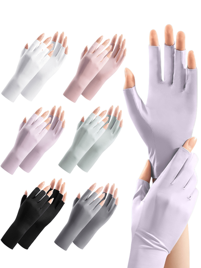 1 par de luvas respiráveis com design sem dedos, luvas de compressão unissex para tela sensível ao toque, luvas finas de meio dedo para ciclismo ao ar livre em seda gelada, adequadas para atividades ao ar livre e ciclismo, design com dedos abertos, lavar somente à mão, tecido mais grosso para conforto o dia todo, adequadas para ciclismo ao ar livre