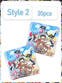 ONE PIECE 1 ensemble de décorations jetables pour fête d'anniversaire en papier : assiettes, mouchoirs, gobelets, nappes