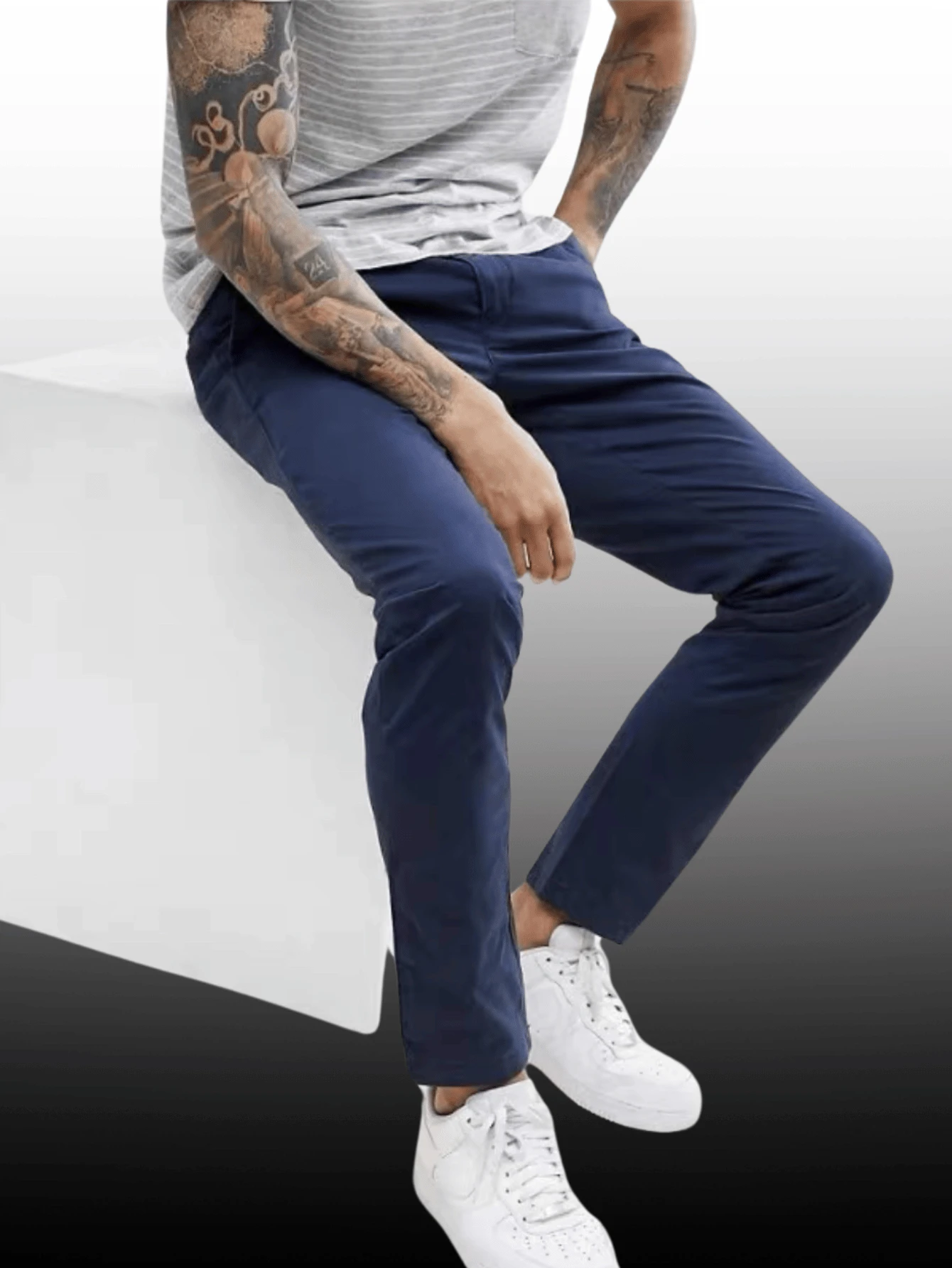 Men's Premium Sport Fine Twill Trousers Multiple Colors - Navy Blue - View 1