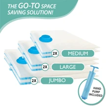 6pcs/8pcs Thick Clear Blue Edged Vacuum Compression Storage Bags For Quilt, Clothes, Travel