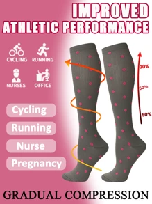 1 Pair Copper Wellow Compression Socks Women Men 15-20 Mmhg Knee High Pregnant Nurses Pregnancy Maternity Medical Cute Sports Gold Fit Cycling Adult Support Hose Circulation Long Women