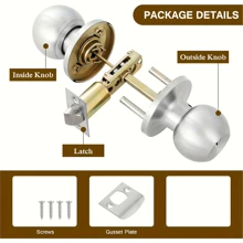 1pc High-Quality Round Knob Door Lock Set - Key Entry, Adjustable Latch Lock, Anti Pry Protective Cover, Solid Brass Lock Core, Suitable For Thickness 45-65mm