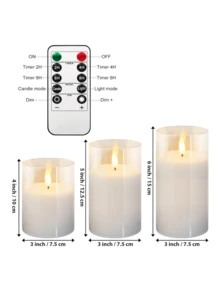 1/3 Peças Vela Eletrônica com Controle Remoto, Luz de Vela LED Realista, Alimentada por Bateria, Adequada para Decoração Interna/Externa, Atmosfera Romântica, Casamento, Pedido de Casamento, Natal, Dia dos Namorados, Festa de Feriado, Dia das Mães