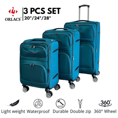 ORLACS Luggage, Suitcase Set 20+24+28, Three Pieces Set, Oxford Tessue Material, Unique Handle, Lock, Expandable With Double Zip, Large Storage Capacity, Silent Universal Wheels 360°, High Quality, Durable, Waterproof, Wear Resistant, Scratch Resistant