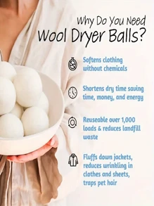 3/6pcs Reusable Laundry Dryer Balls, Fabric Softener Balls, Wrinkle Reducer For Washing Machine, Household Cleaning Supplies
