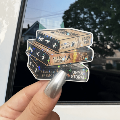 Iron Flame & Agate Storm Design Stickers - Self-Adhesive, Perfect For Laptops, Kindles, Notebooks, Etc. Kindle Accessories Book Series Design, Durable Vinyl Stickers, Book Decor, School Supplies, Back To School