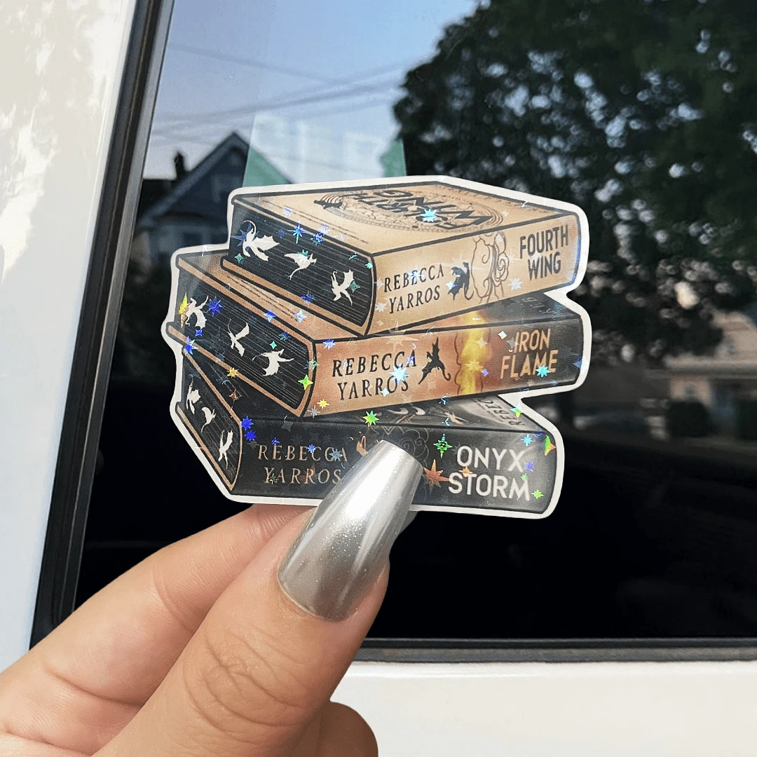 Iron Flame & Agate Storm Design Stickers - Self-Adhesive, Perfect For Laptops, Kindles, Notebooks, Etc. Kindle Accessories Book Series Design, Durable Vinyl Stickers, Book Decor, School Supplies, Back To School - Multicolor - View 1